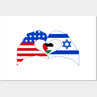 We Heart USA & Israel & Palestine Patriot Series Posters and Art